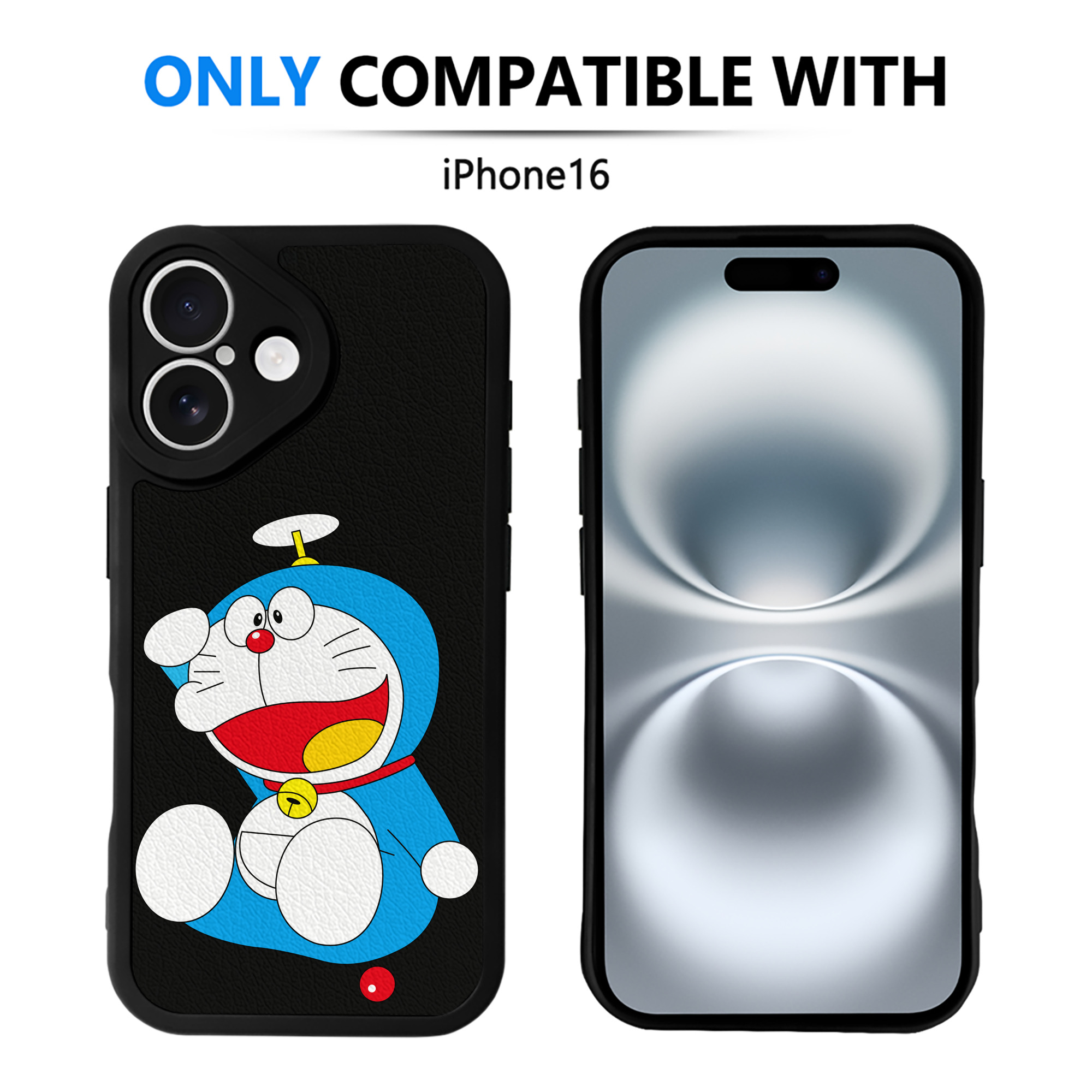 （画像用） ドラえもん Doraemon 【iPhone 16シリーズ対応】シリコンスマホケース（レザー調） 材質：シリコン